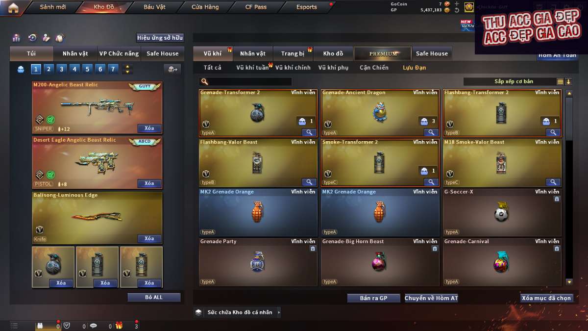 shop acc cf uy tin gia re